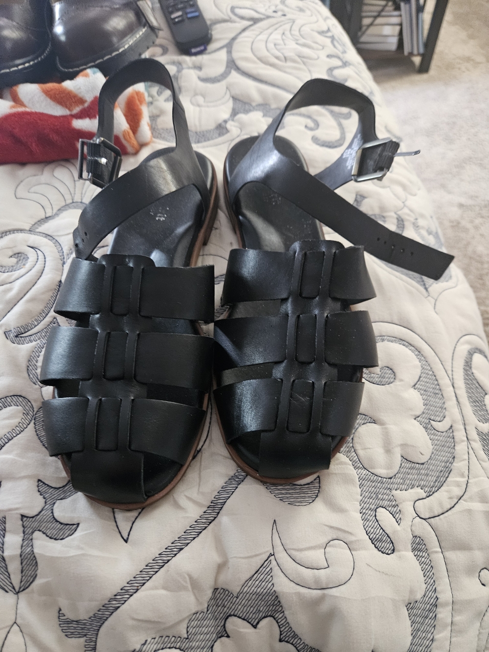 EASY SPIRIT Women’s Black Woven Leather Slingback Sandals